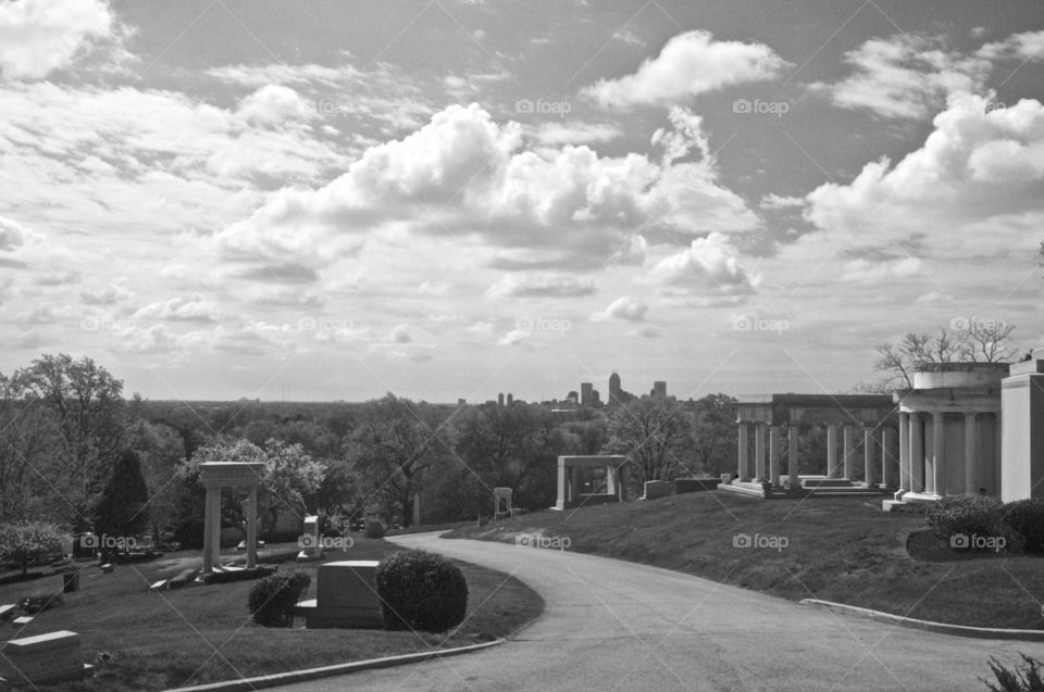 View from James whitcomb Riley gravesite, crown hill cemetery, Indianapolis.