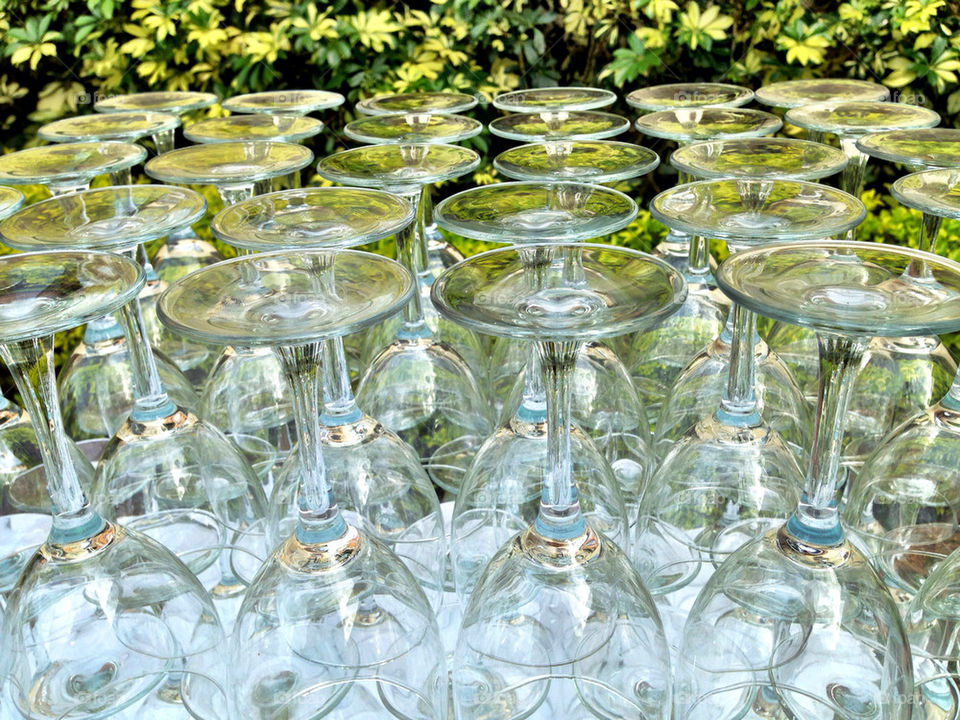 Wine glasses outdoors