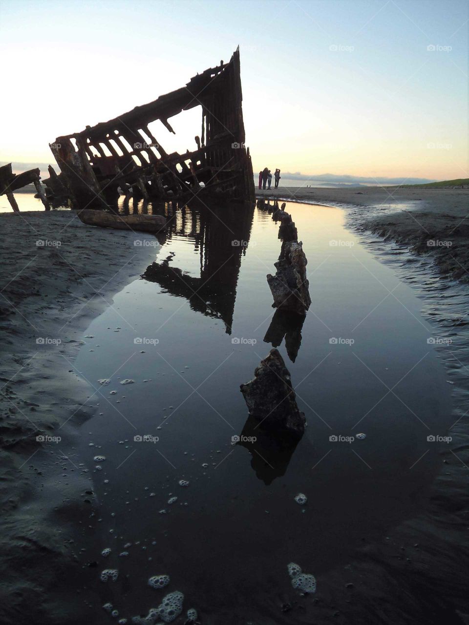 shipwreck reflection in the waning light
