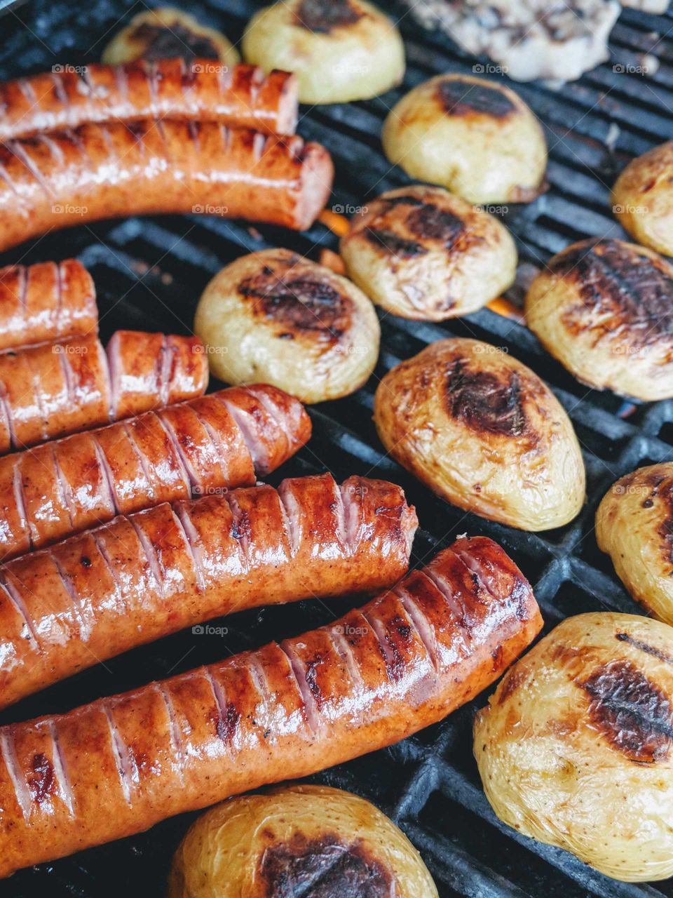 Grilled sausage and potatoes