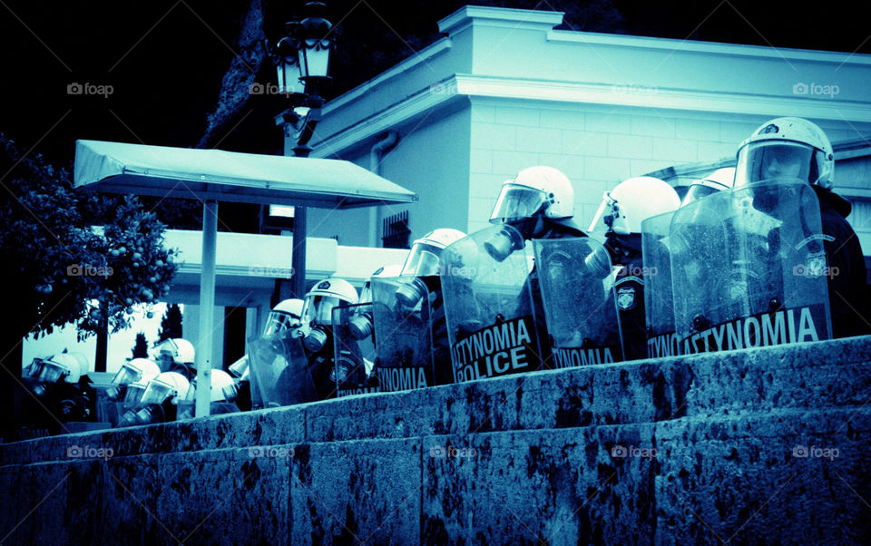 Policemen at a demonstration 