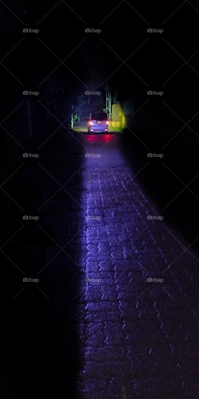 night view of a road
