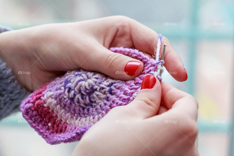 Women's hand knitting sweater