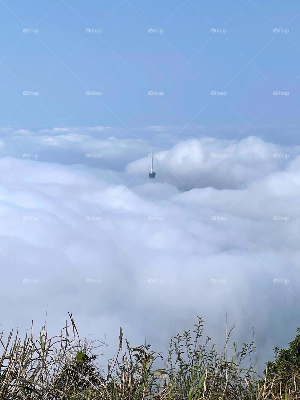 surrounded by clouds