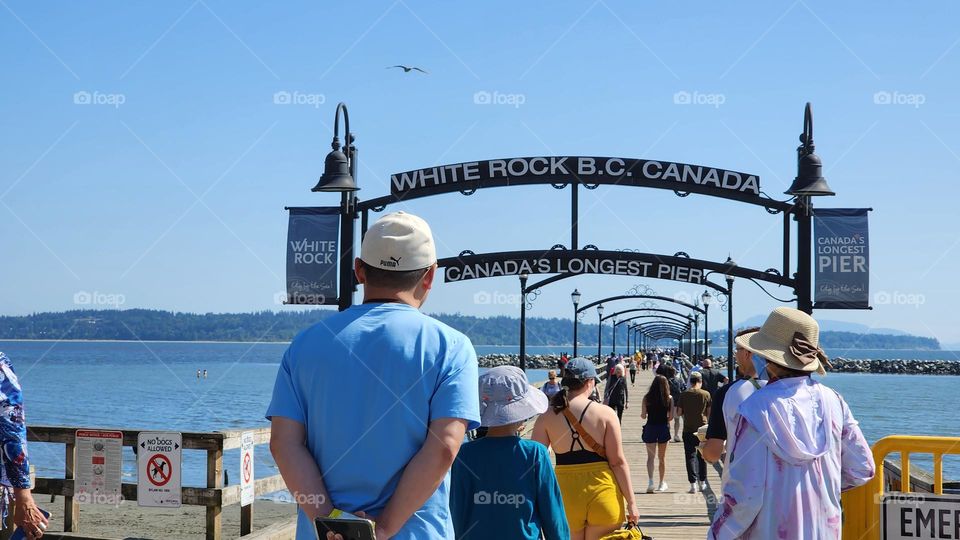 People at Canada's longest pier