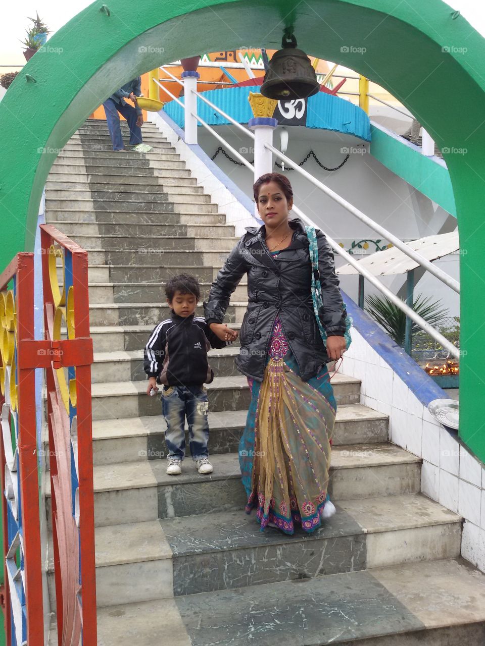 Mother and son at Ganesha Mandir