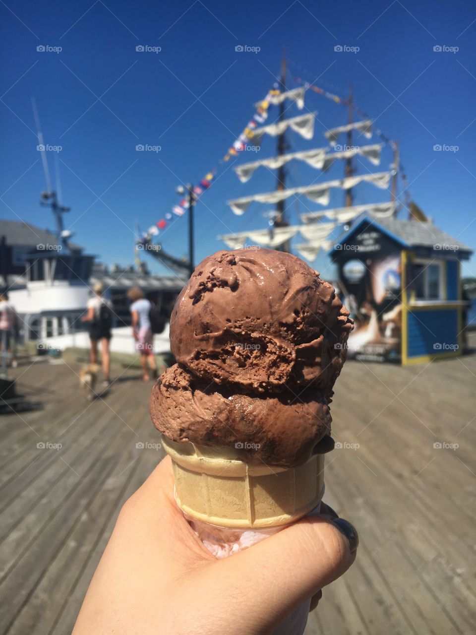 Chocolate fudge brownie ice cream on the Halifax waterfront 