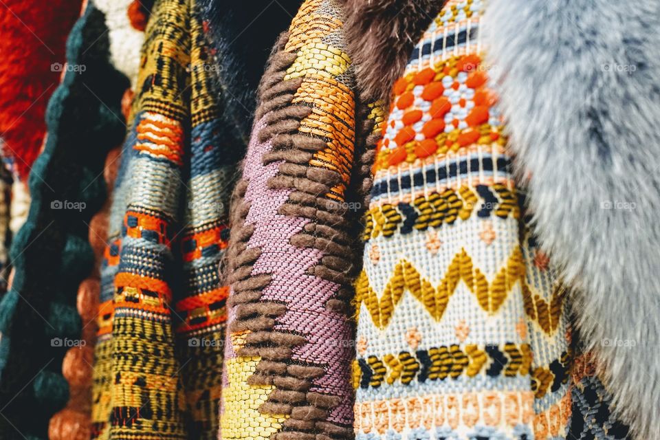 Close-up of handmade textile in store