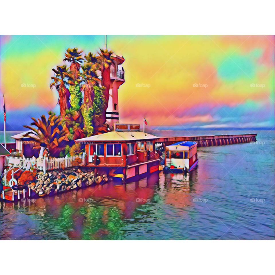 Rainbow vacation scene