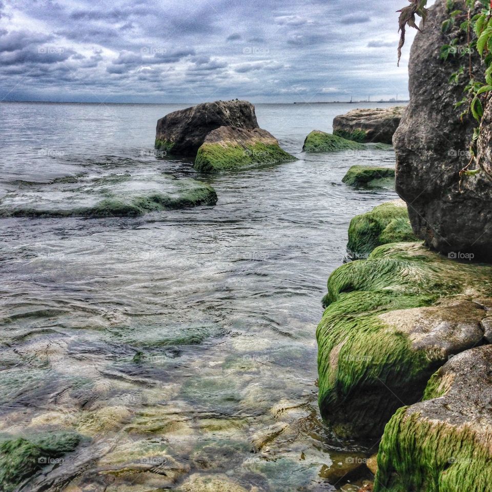 Lake View. Shot along the shore on Lake Ontario in Toronto Canada 