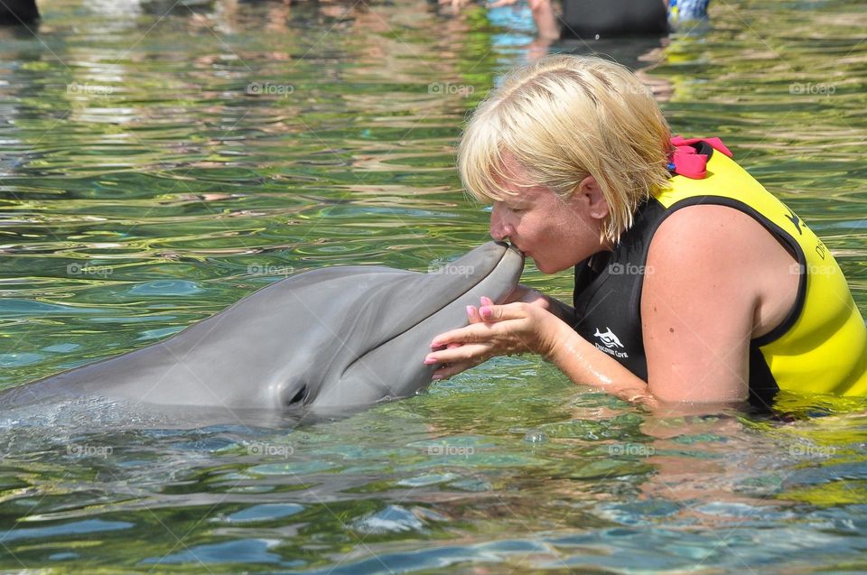 Dolphin love. A kiss of a lifetime at Discovery Cove, Orlando