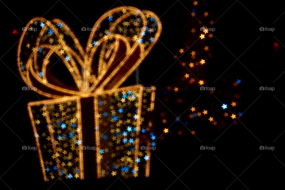 Effet bokeh sur un cadeau de Noël