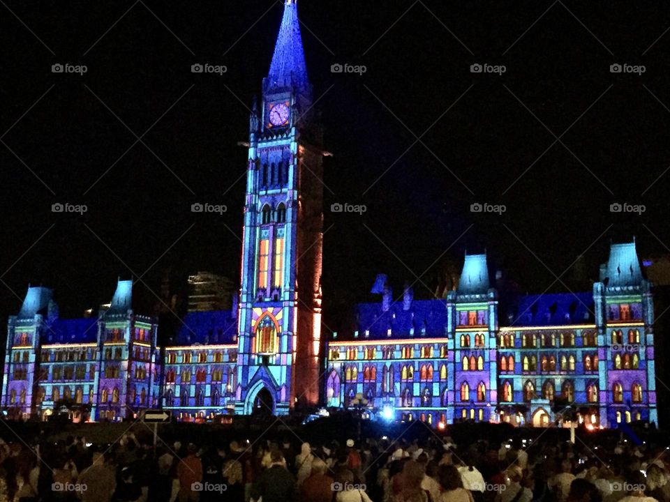 The Light and Sound show on Parliament Hill.