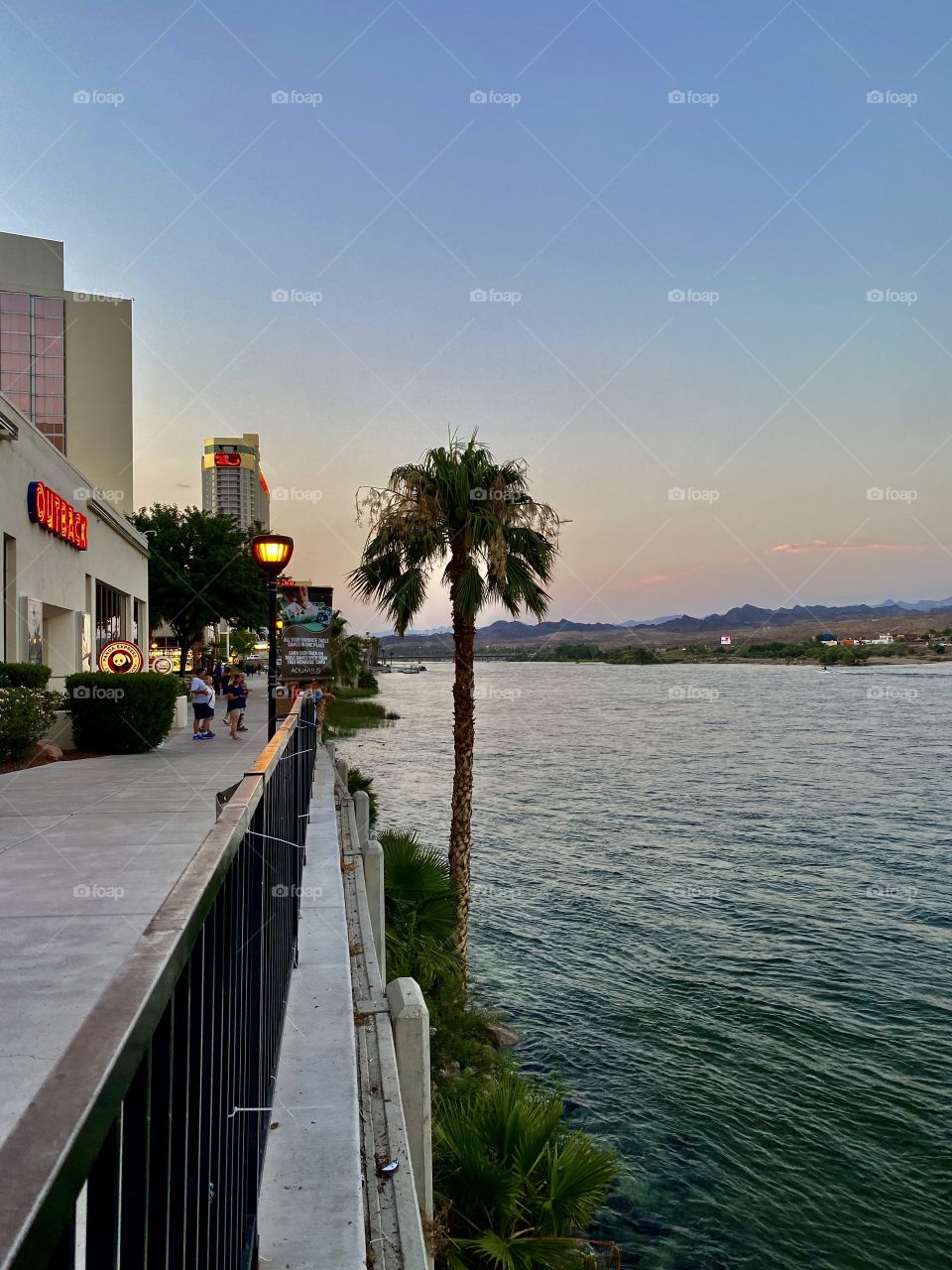 Sunset along the Laughlin Boardwalk in Laughlin Nevada 