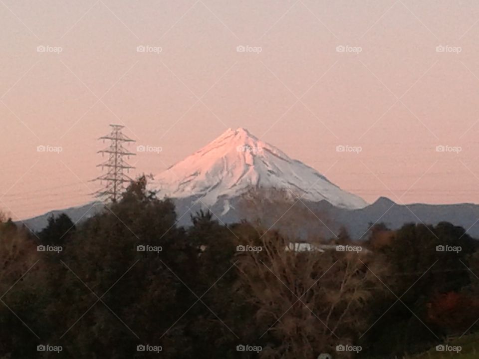mt taranaki. mt taranaki at sunrise