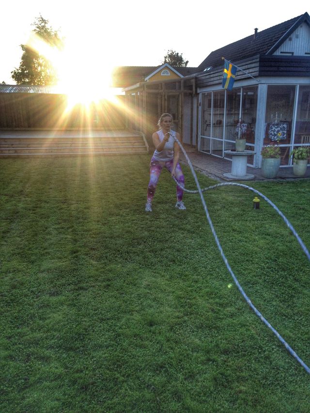 Workout. Battlerope training 