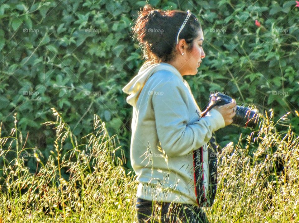 Golden Hour Photography. Photographer Capturing Nature In The Golden Hour
