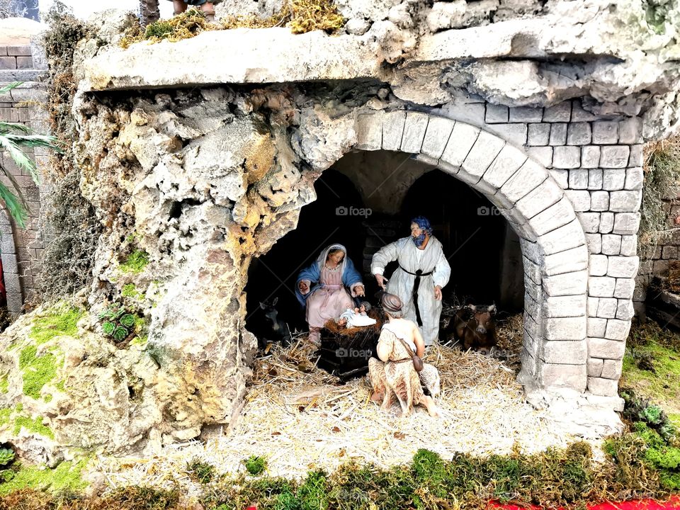 Belén de Navidad situado en España.