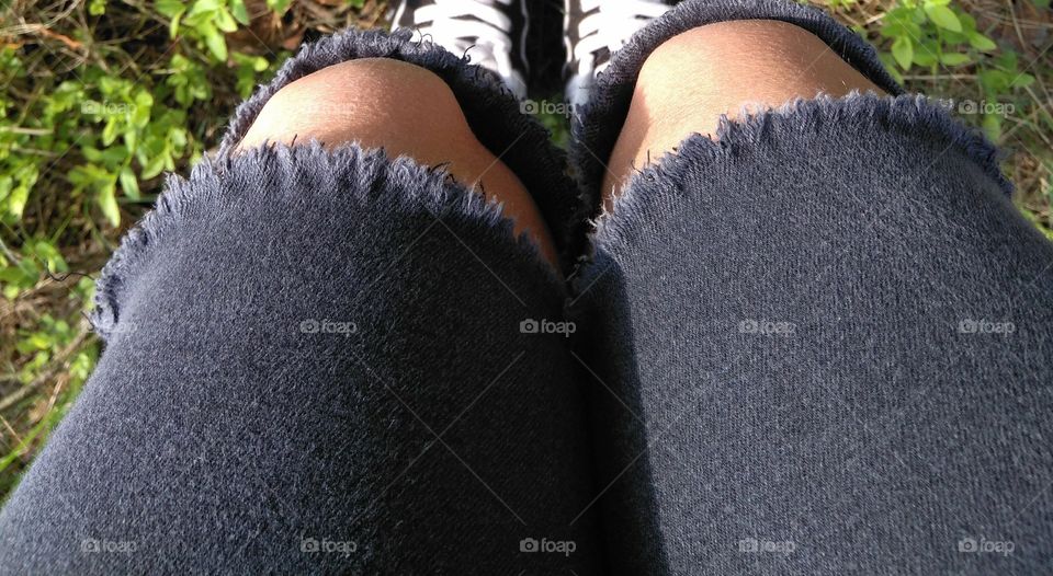 female legs shoes top view green  summer background