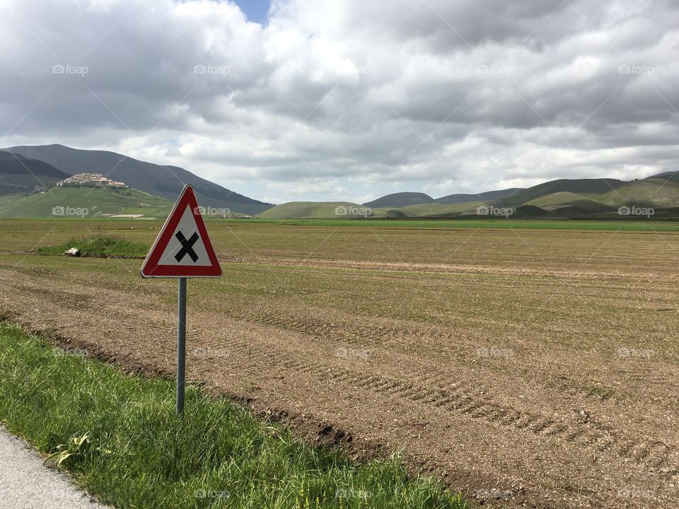 On the road to Castelluccio, Umbria region, Italy