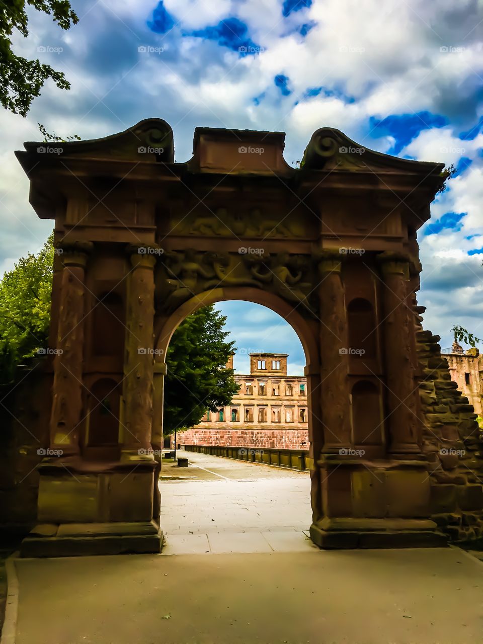 Near the entrance of Heidelberg Castle in Germany.