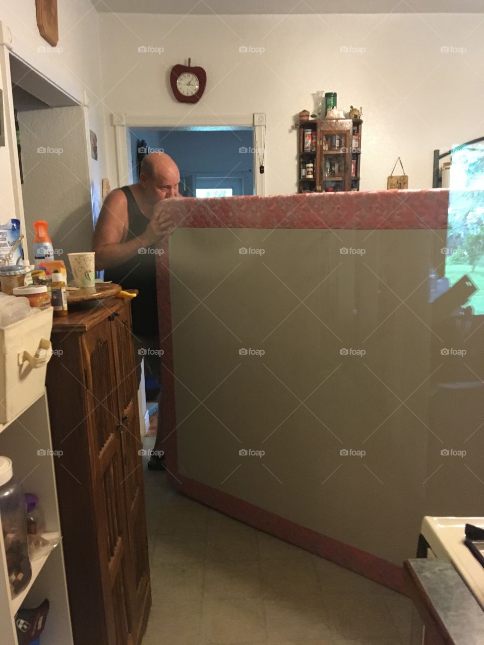 Bringing in the box spring to my new gently used bed. Not bad for the price. A good nights sleep.