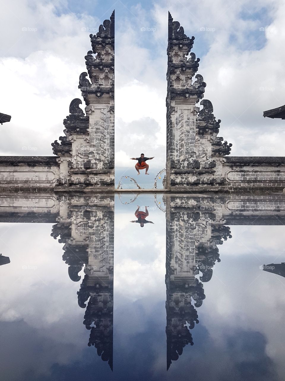 High Jump over Heaven's Door, Lempuyang Temple in Bali, Indonesia