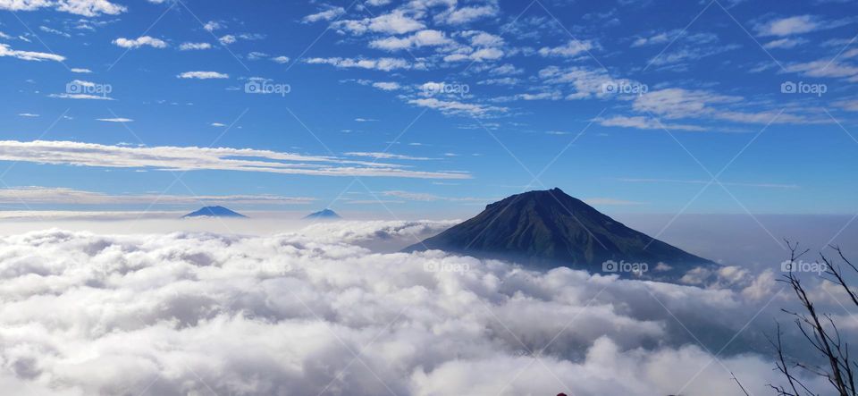 Cloud-covered mountain portrait
