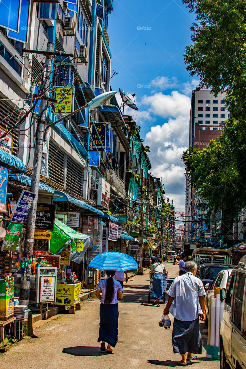 the streets of Yangon Myanmar Burma Southeast Asia
