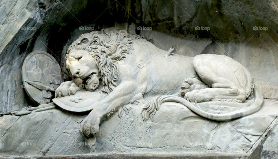 Lion statue in lucerne, swiss