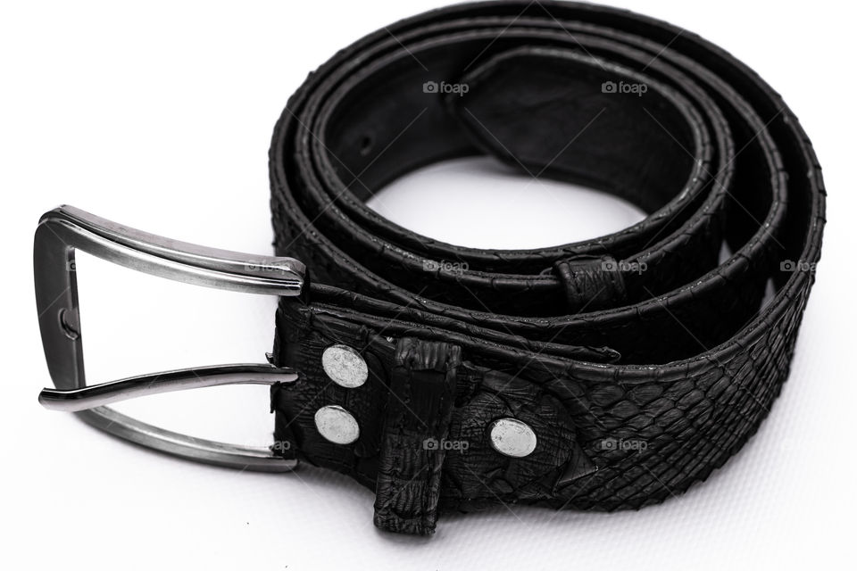 Handmade python leather belt.
