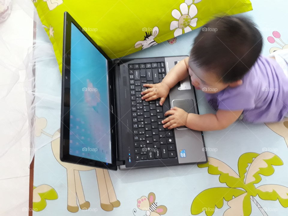 laptop and baby