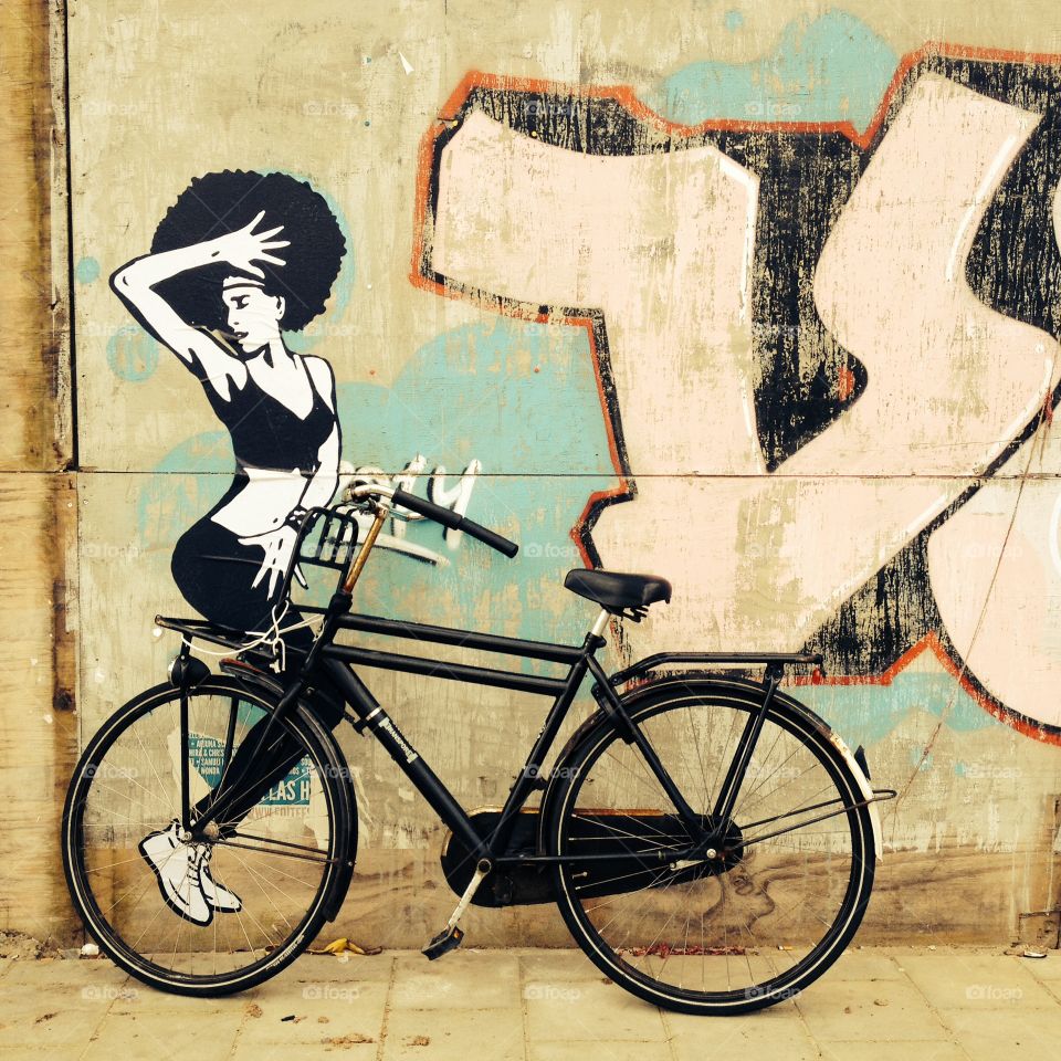 Bike and street art in Amsterdam