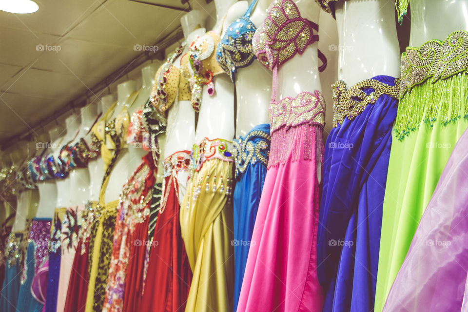 Colorful belly dancing suits