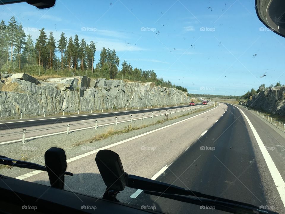 Sweden rocks autumn road vehicle 