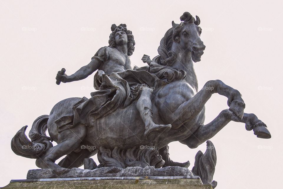 monument to horse rider at the square by the louvre