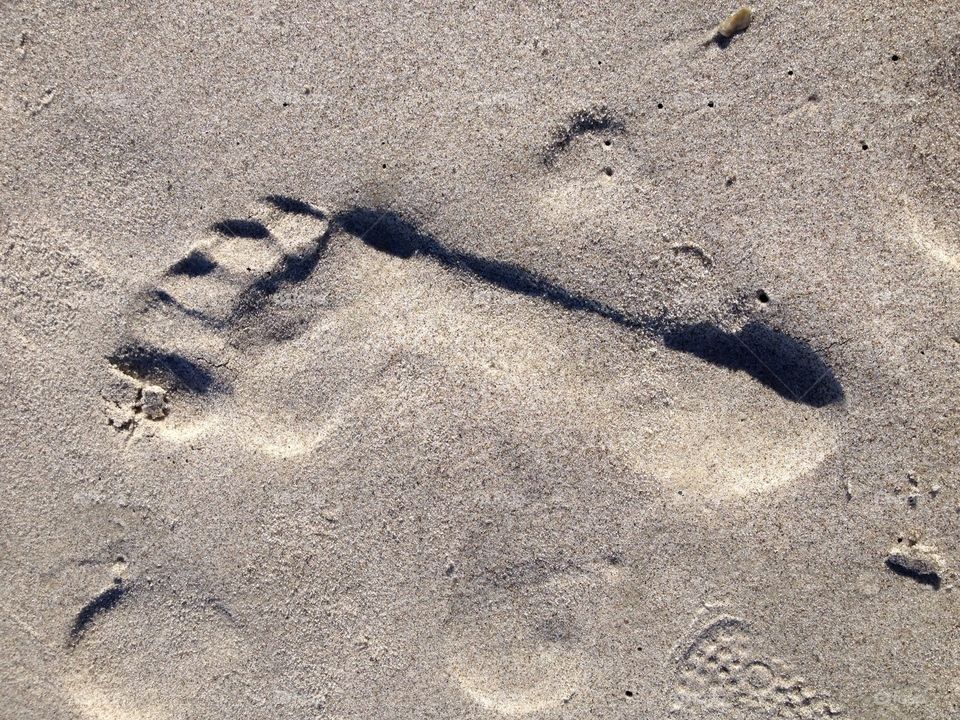 Footprint on the Sandy Beach