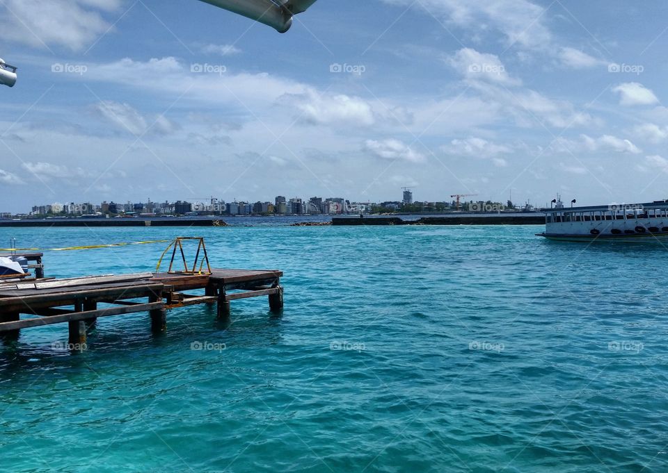 View of Malé, Maldives from Velana International Airport.