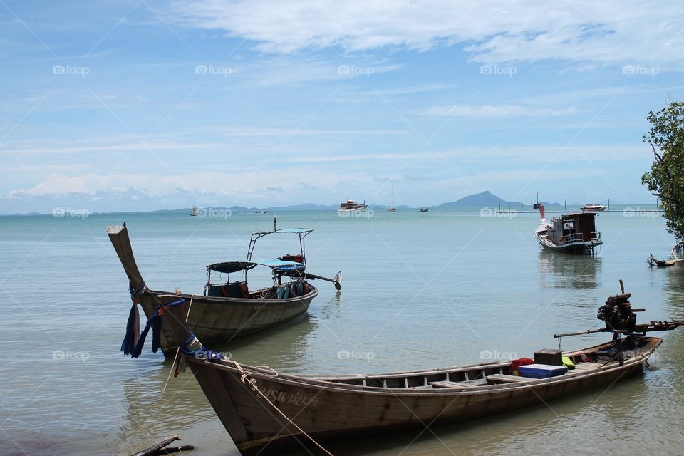 Boats on Railay Beach, Krabi, Thailand