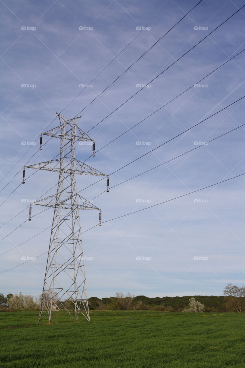 electric tower in the countryside