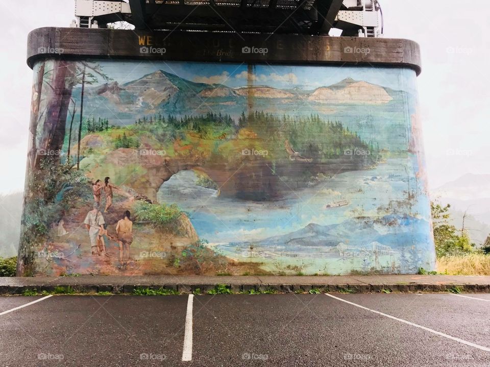 Mural painted under “The Bridge of the Gods”