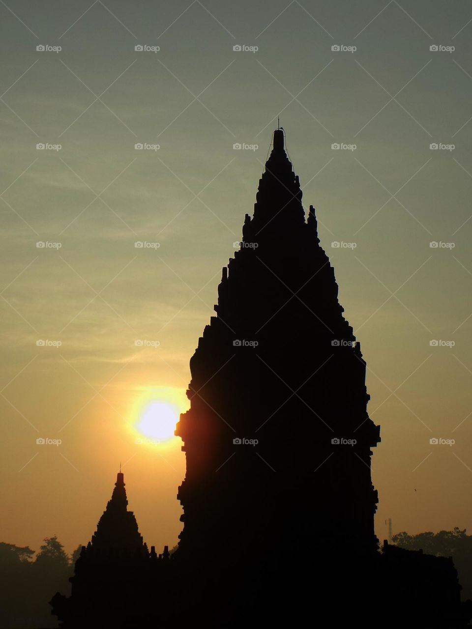Prambanan temple at sunrise