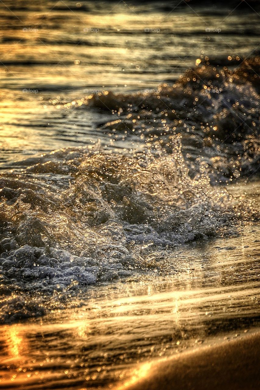 Sunset sea waves in istanbul