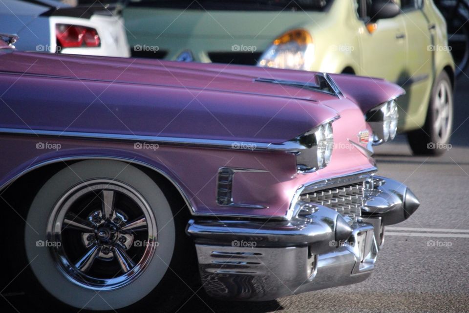 Veteran car cruising in town 