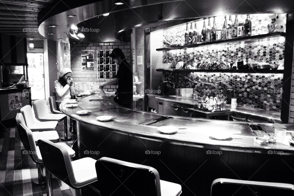 Eating alone in a Japanese restaurant