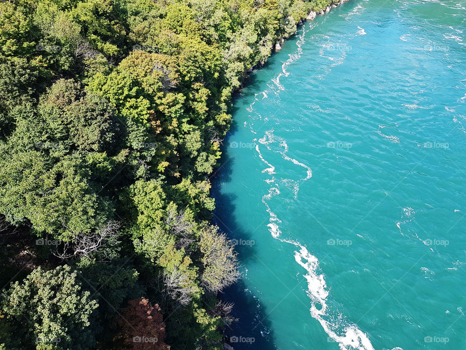 Bird's eye view on beautiful lake and forest