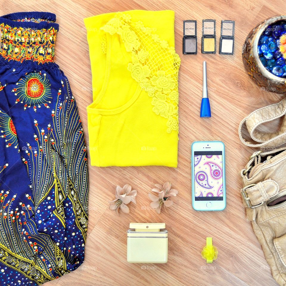 Boho chic fashion flat lay