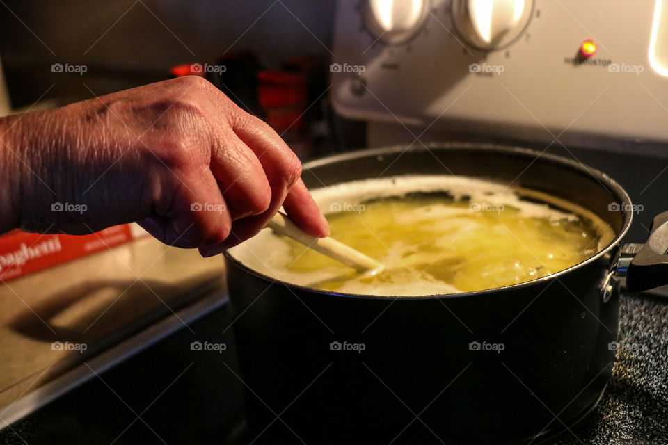 Woman cooking dinner