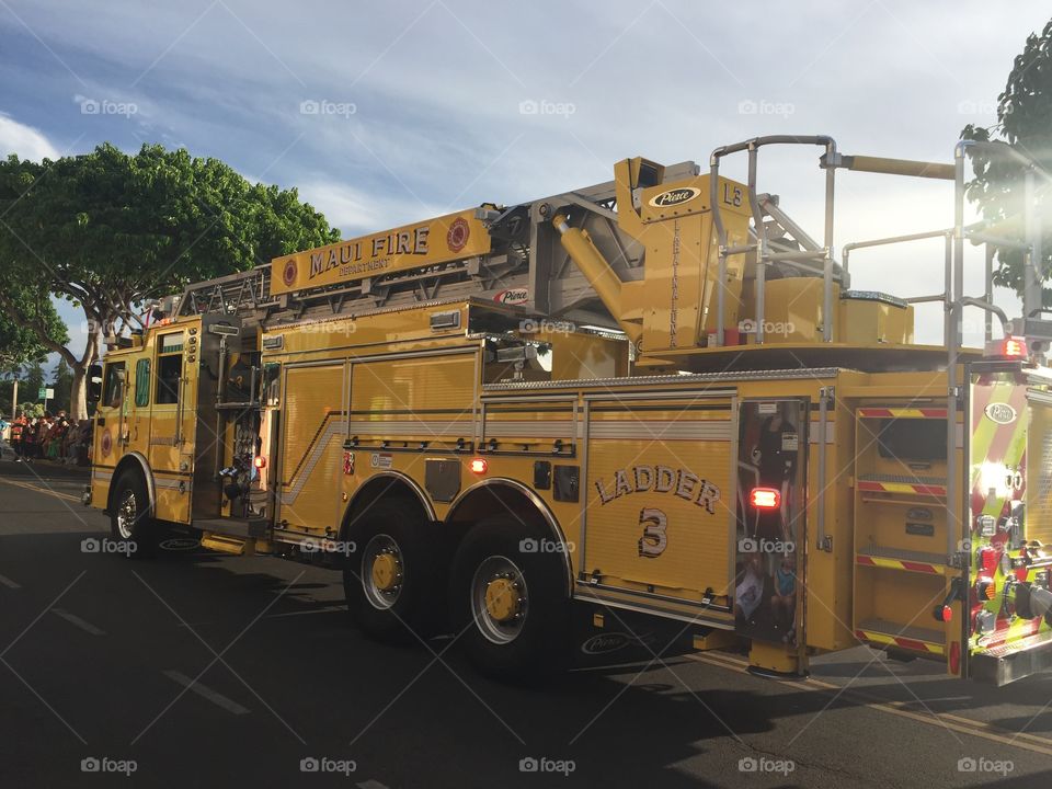 Maui fire truck on Lahaina's Halloween Parade