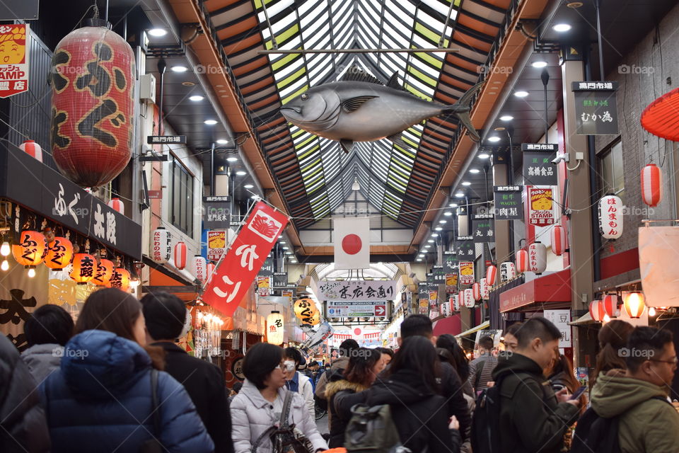 Just people.  
Kuromon market in Osaka 24.12.2017
